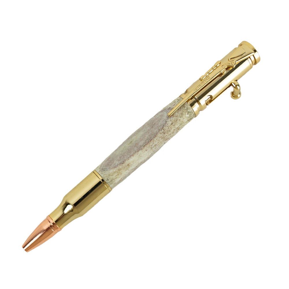 30 Cal Antler Bolt Action Gold Pen by K.S. Antler