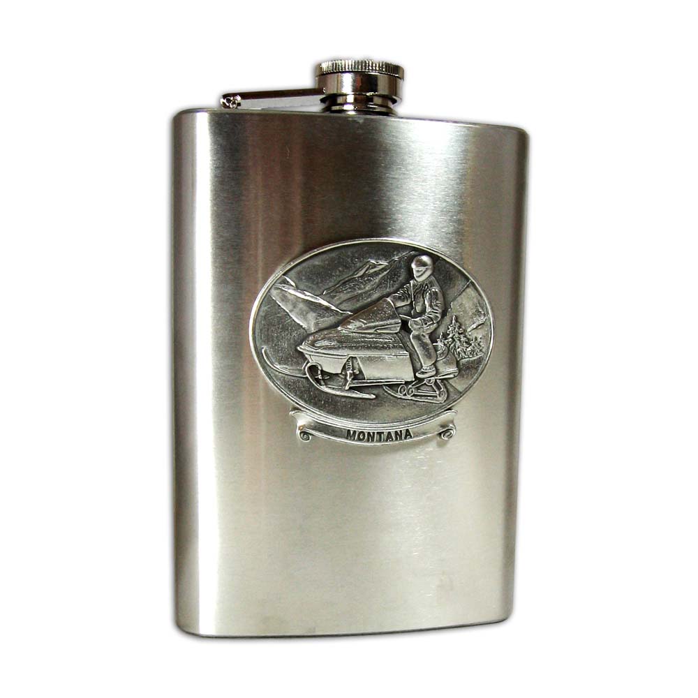 Snowmobile Montana Flask by Heritage Metalworks