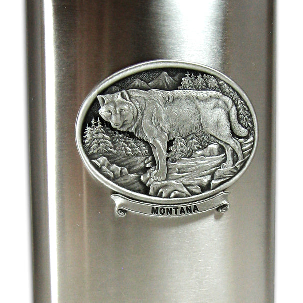Wolf Montana Flask by Heritage Metalworks