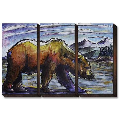 Ed Anderson 3 Aluminum Panel Grizzly Bear Wall Art