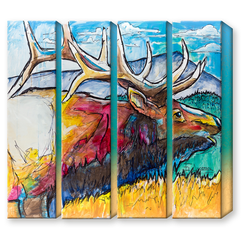 Ed Anderson 4 Aluminum Panel Elk Tetra Wall Art