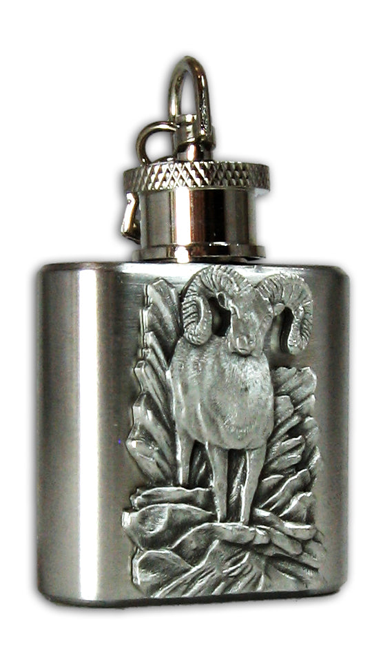 Bighorn Sheep Mini Flask Keychain by heritage Metalworks