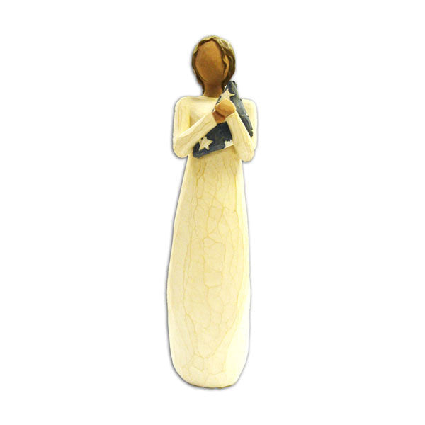 The Hero Willow Tree Figurine represents silence in honoring and remembering the lives we hold dearest to our hearts that have past in service to our country. It stands with strength and patriotism and courage, acknowledging all of those characteristics that we once saw in the hero we lost.