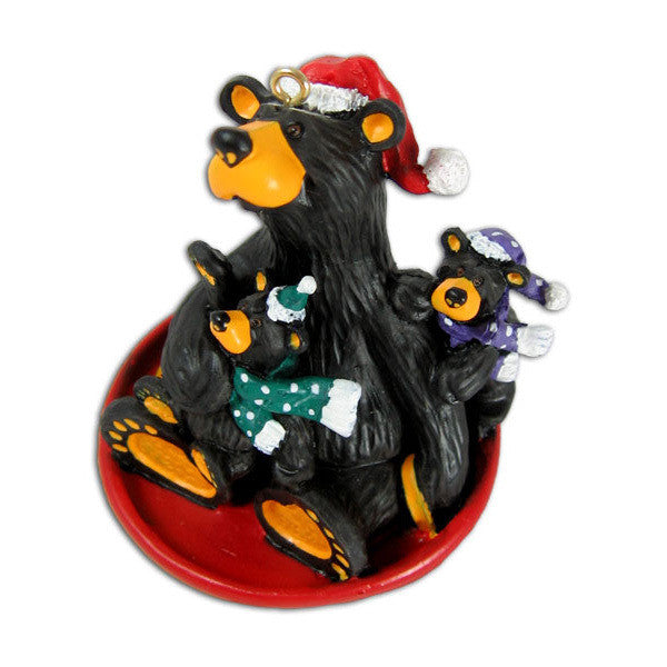 Bearfoots Saucer Sled Ornament by Big Sky Carvers