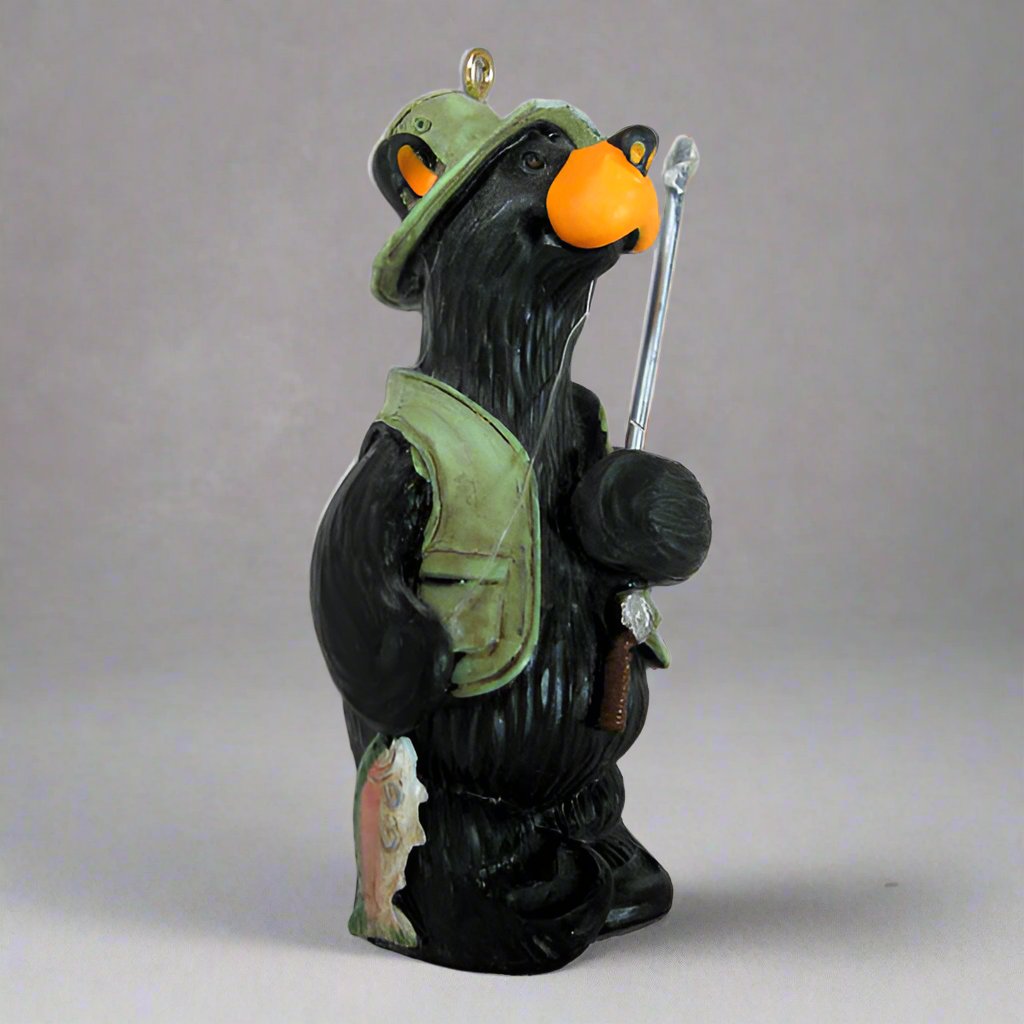 Bearfoots Tangled Fisherman Bear Ornament by Big Sky Carvers