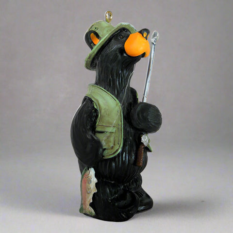 Bearfoots Tangled Fisherman Bear Ornament by Big Sky Carvers