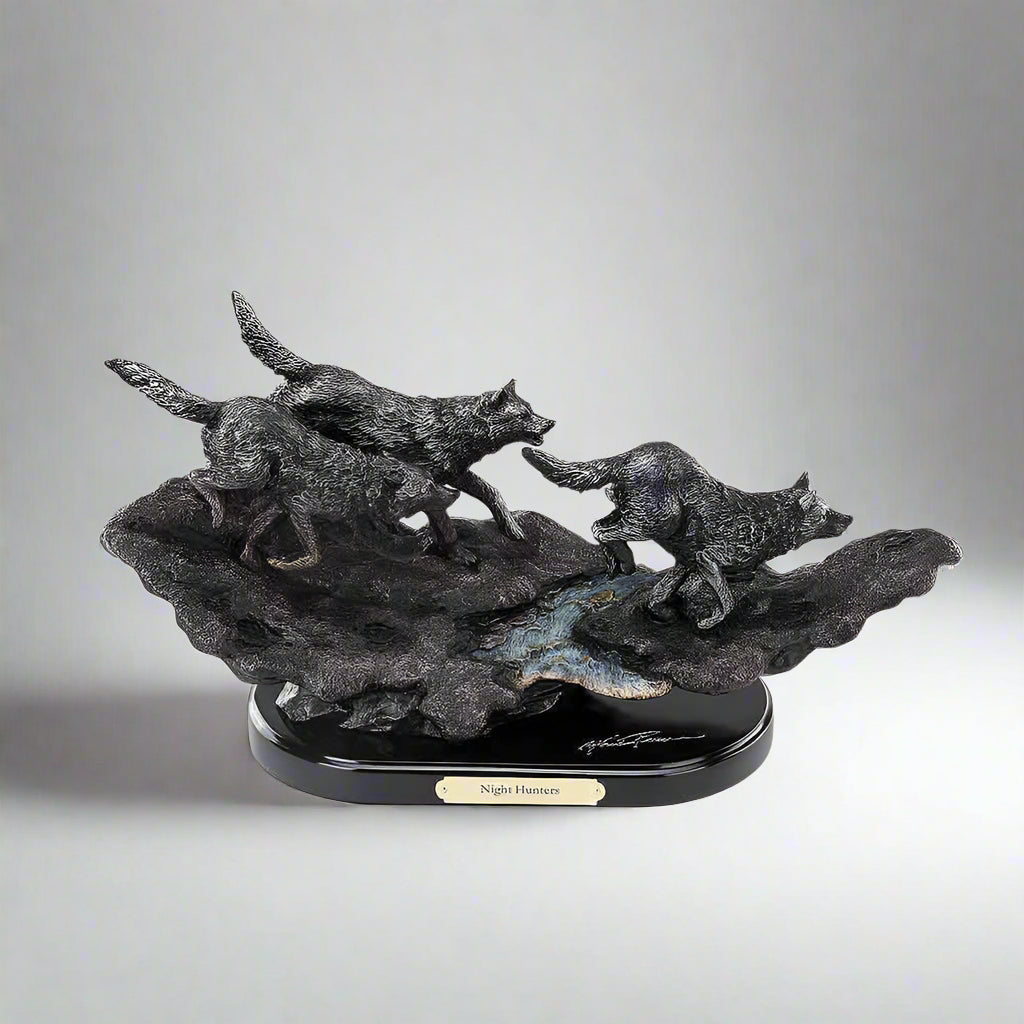 Marc Pierce Night Hunters Sculpture by Big Sky Carvers