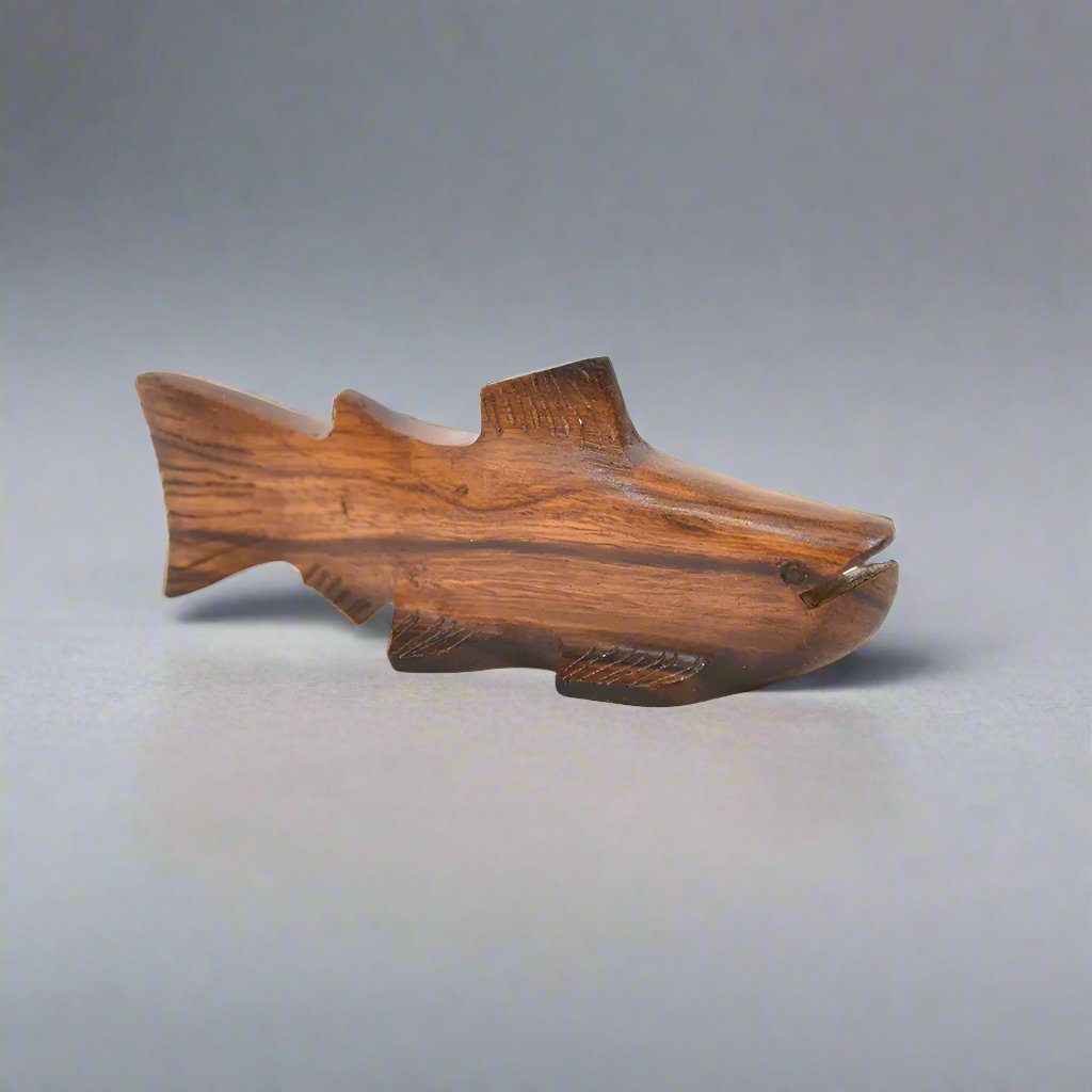 Mini Trout Ironwood Figurine by EarthView Inc.