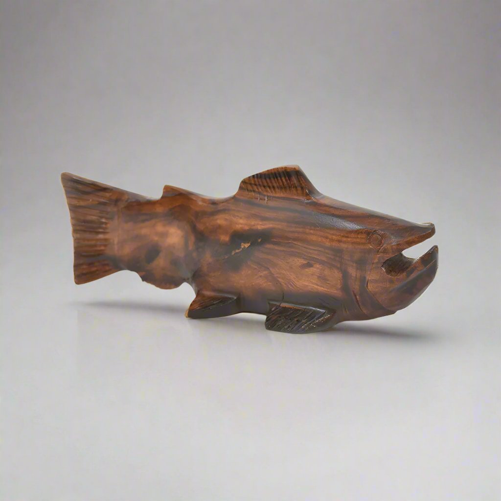 Small Trout Ironwood Figurine by EarthView Inc.