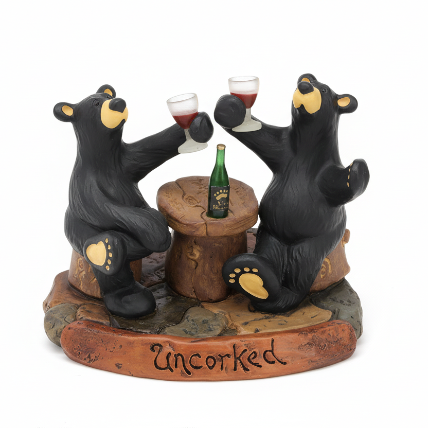 Bearfoots Uncorked Figurine by Jeff Fleming – Montana Gift Corral