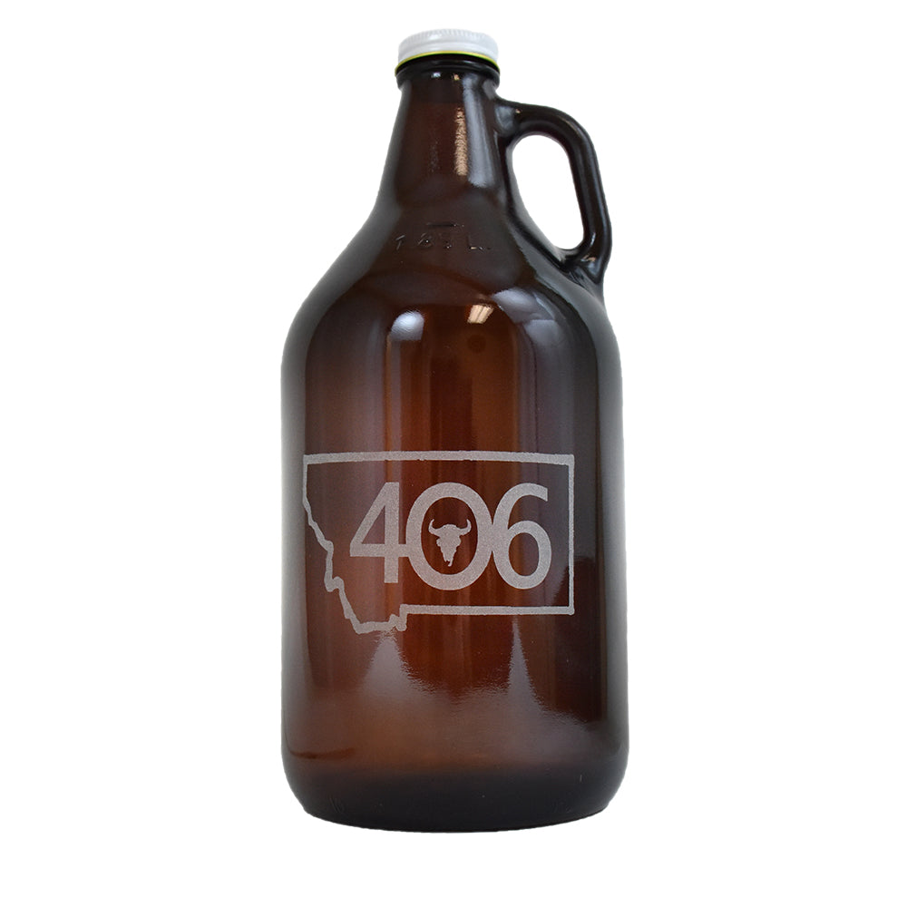 Amber Growler by SK Design Montana Outline with 406 Etching
