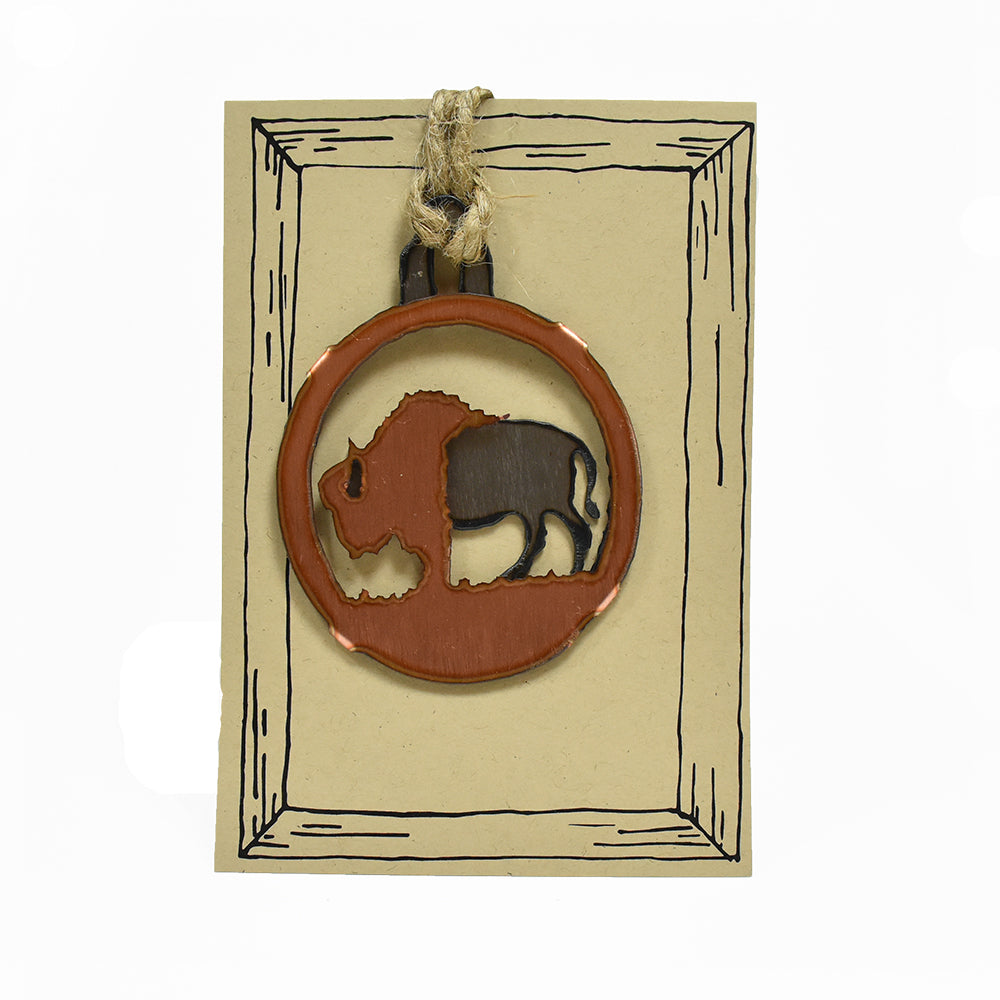 Copper Buffalo Rustic Wildlife Christmas Ornaments by H&K Studios