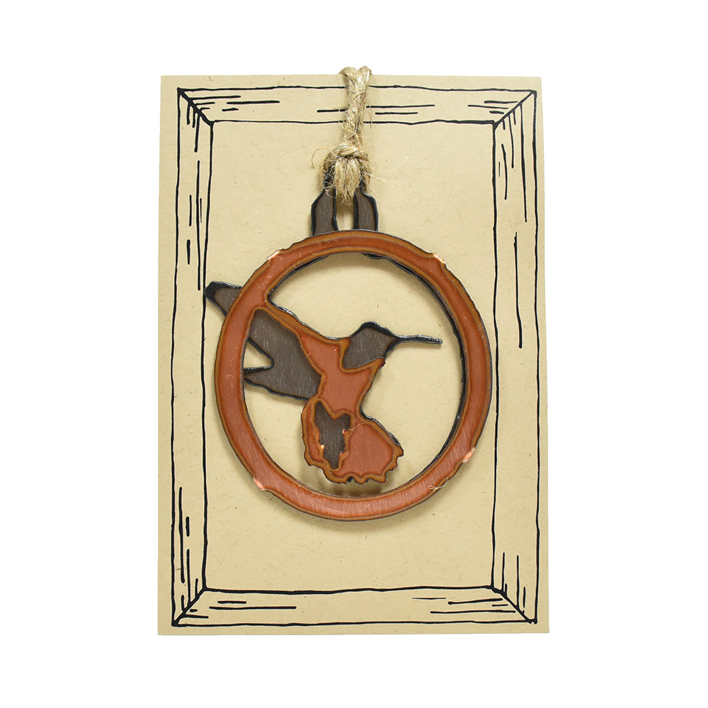 Copper Hummingbird Rustic Bird Christmas Ornaments by H&K Studios