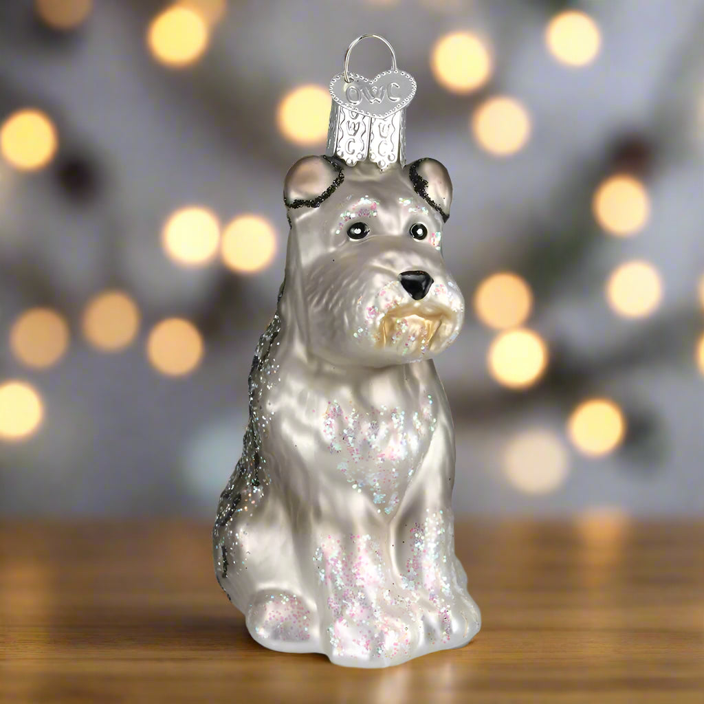 Grey Schnauzer Glass Ornament
