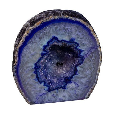 The Agate Geode #1 with Base by Western Woods Distributing features a beautiful one-of-a-kind blue/purple geode.