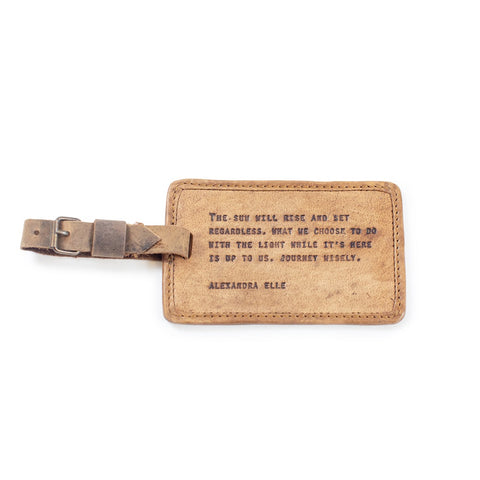 Well stress no more because with the Leather Luggage Tag by Sugarboo and Co. you can personalize your luggage with a quote!