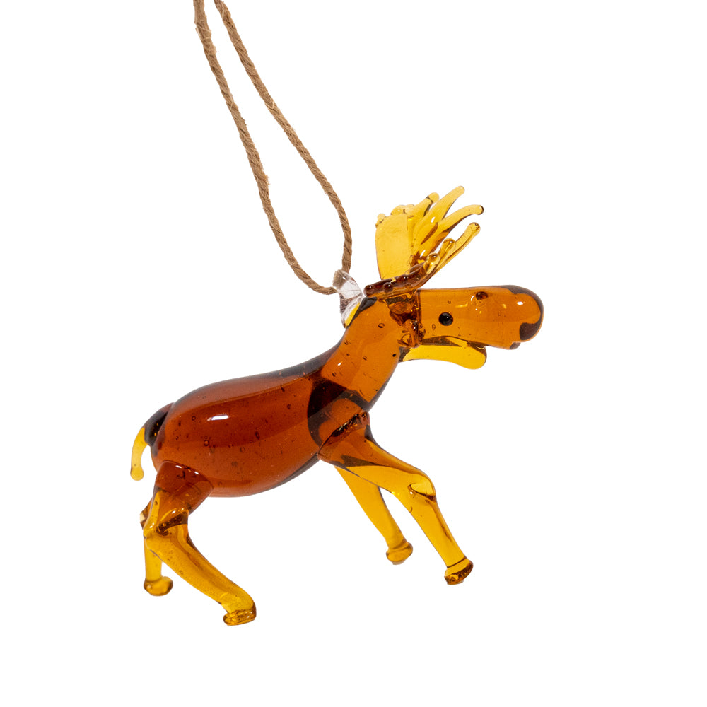 Amber Moose Blown Glass Ornament by Art Studio Company