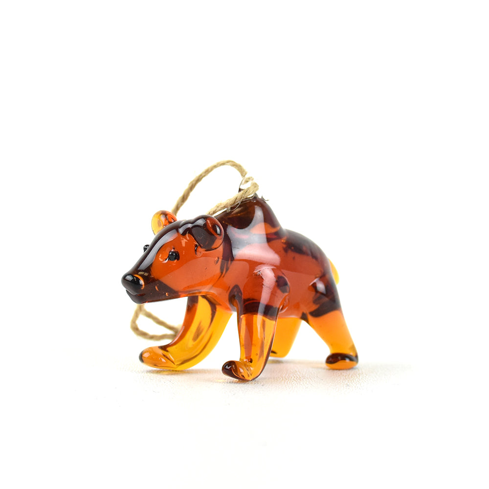 Amber Blown-Glass Bear Christmas Ornament by Art Studio Company at Montana Gift Corral