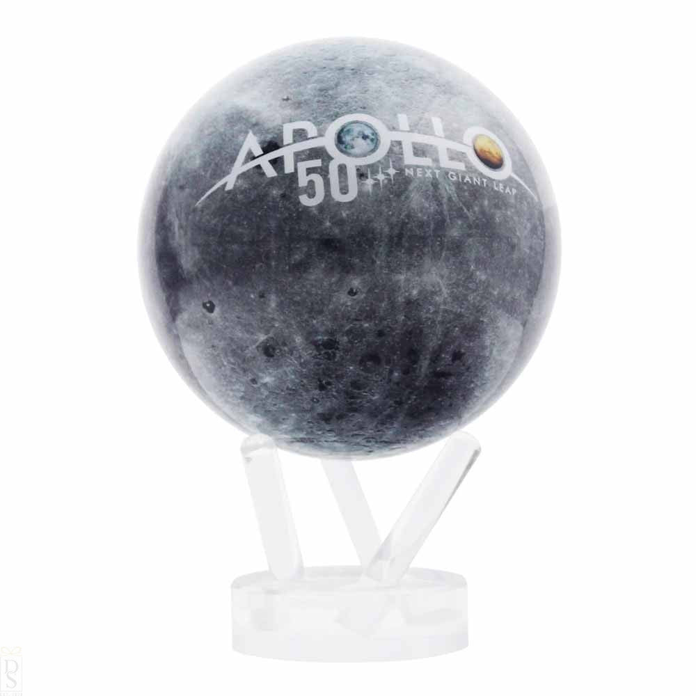 Celebrate the 50th Anniversary of the Apollo moon landing missions with the Apollo Moon MOVA Globe! This celebrates the Apollo 11's blastoff on July 16 through the mission’s conclusion when the astronauts safely splashed down back on Earth on July 24, along with celebrating the major feats accomplished by the other Apollo missions.