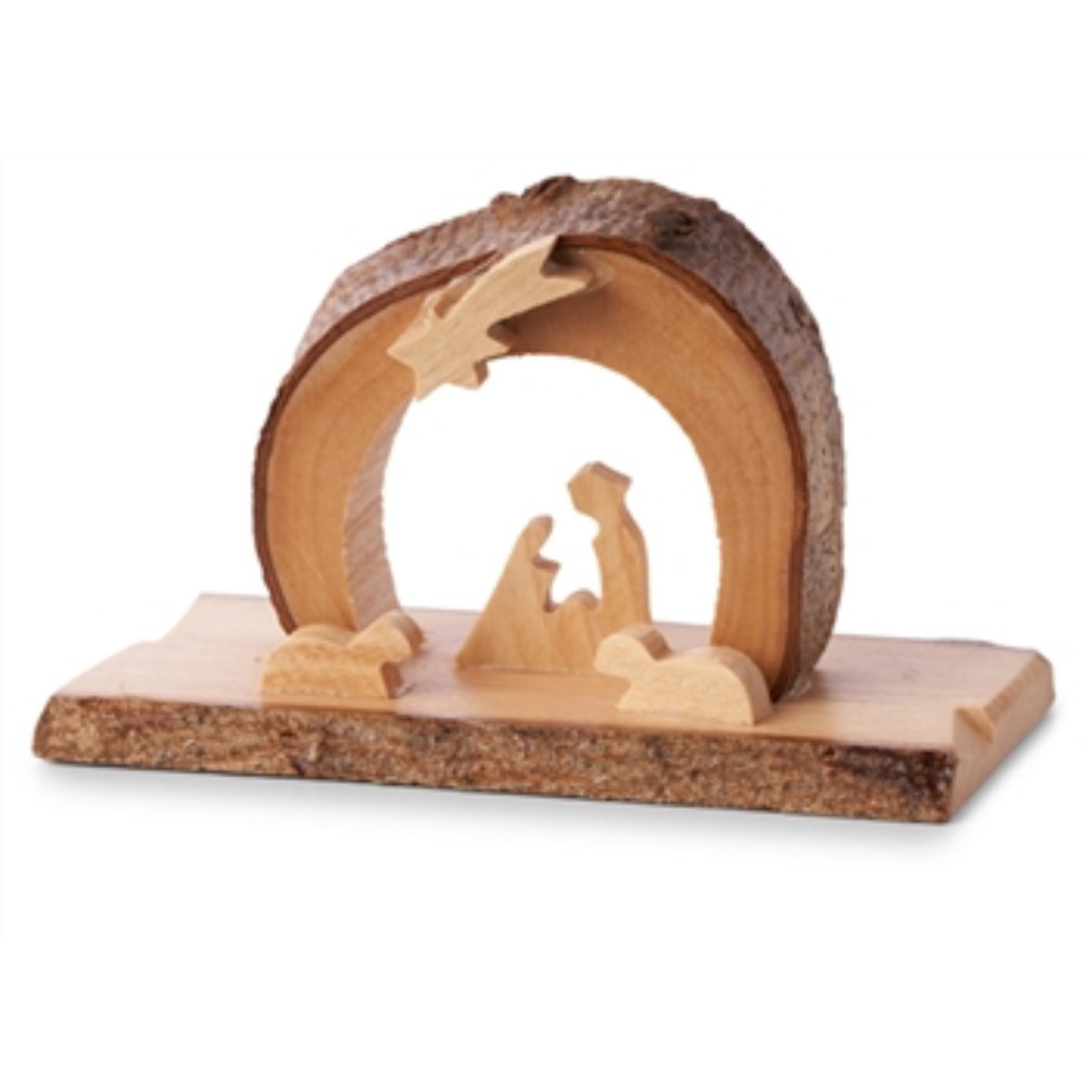 The Arched Grotto with Holy Family Under Star by Earthwood is made out of authentic olive wood from the birthplace of our savior.