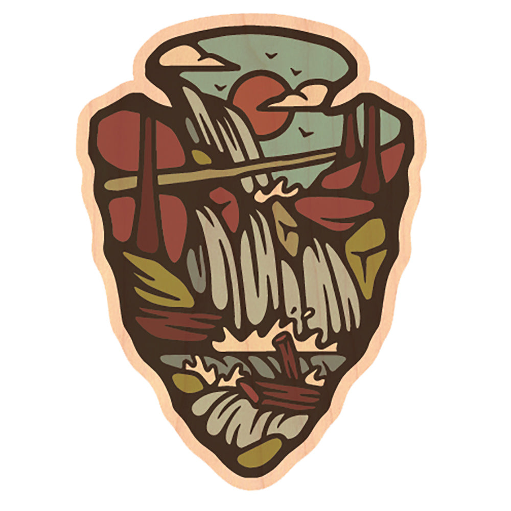 Arrowhead Waterfall Scene Nowhere Land Color Maple Sticker