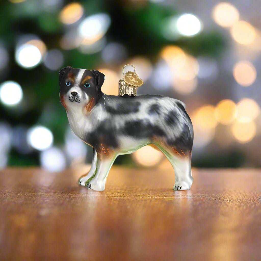 Australian Shepherd Glass Ornament