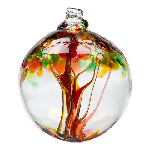 The Autumn Tree of Enchantment Ball by Kitras Art Glass is crafted to look like something out of a dream.