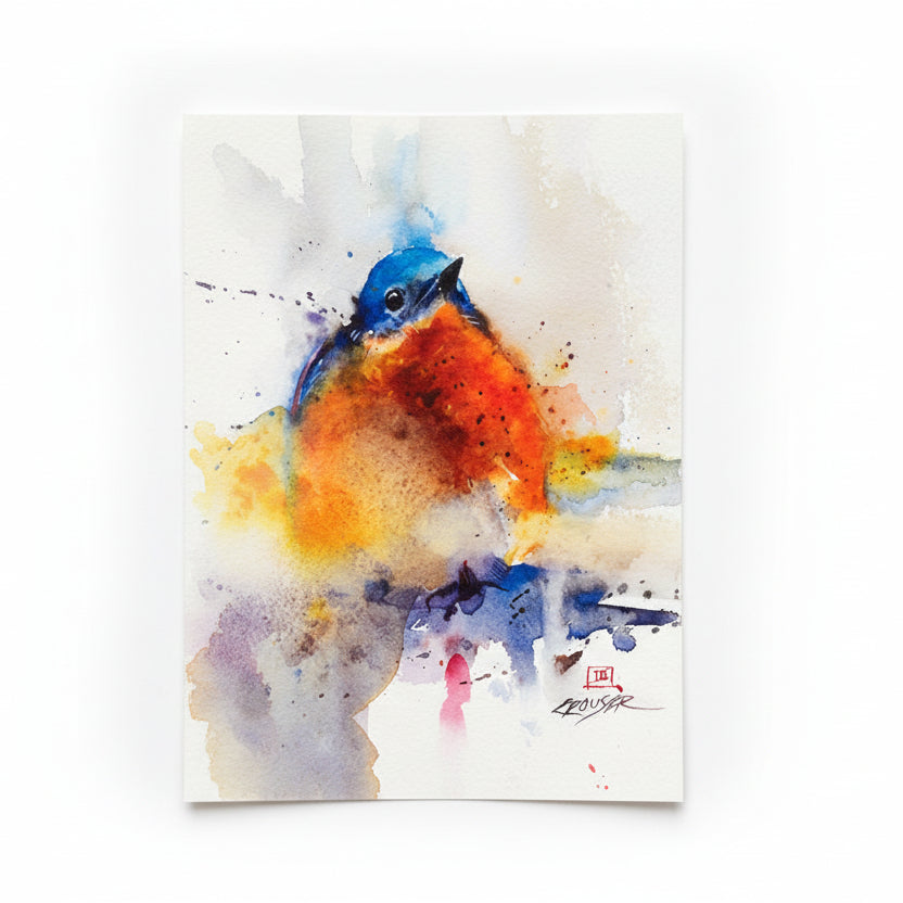 Dean Crouser Baby Bluebird Watercolor Greeting Card