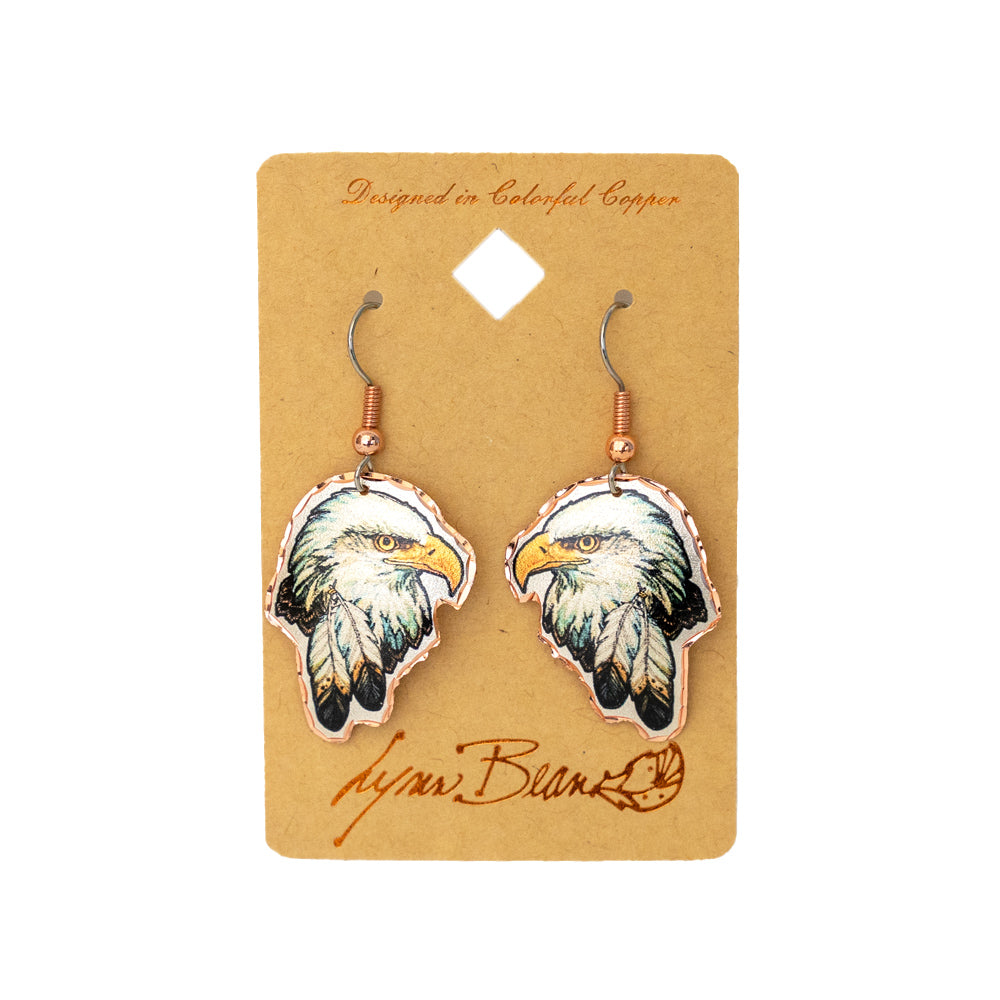 Bald Eagle Head and Feathers Cutout Earrings by Lynn Bean