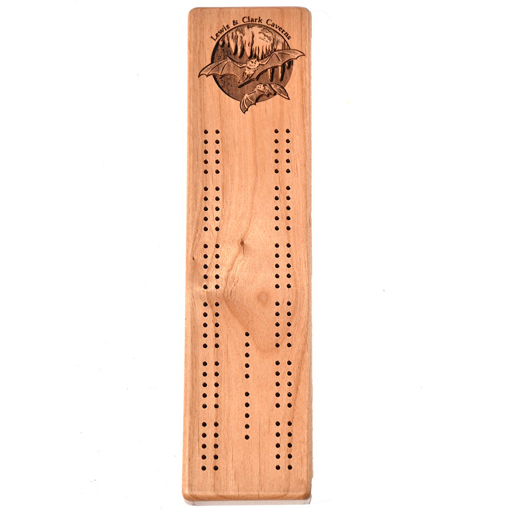 Lewis and Clark Caverns State Park Bats Cribbage Board by Wayne Carver Woodcarving at Montana Gift Corral