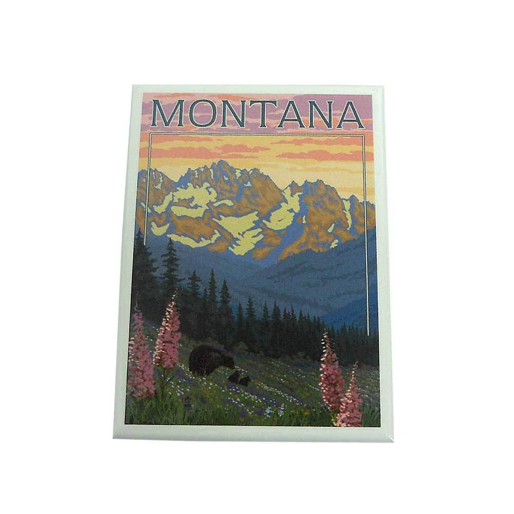 Bear Family and Spring Flowers Montana Magnet