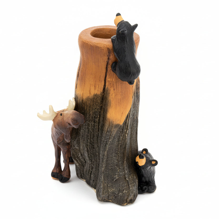 The Bearfoots Bear and Moose Bud Vase by Big Sky Carvers is a great gift for any Bearfoots collector or loved one who appreciates these cute little bears!