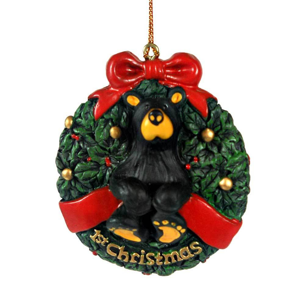 Bearfoots First Christmas Bear Ornament by Big Sky Carvers