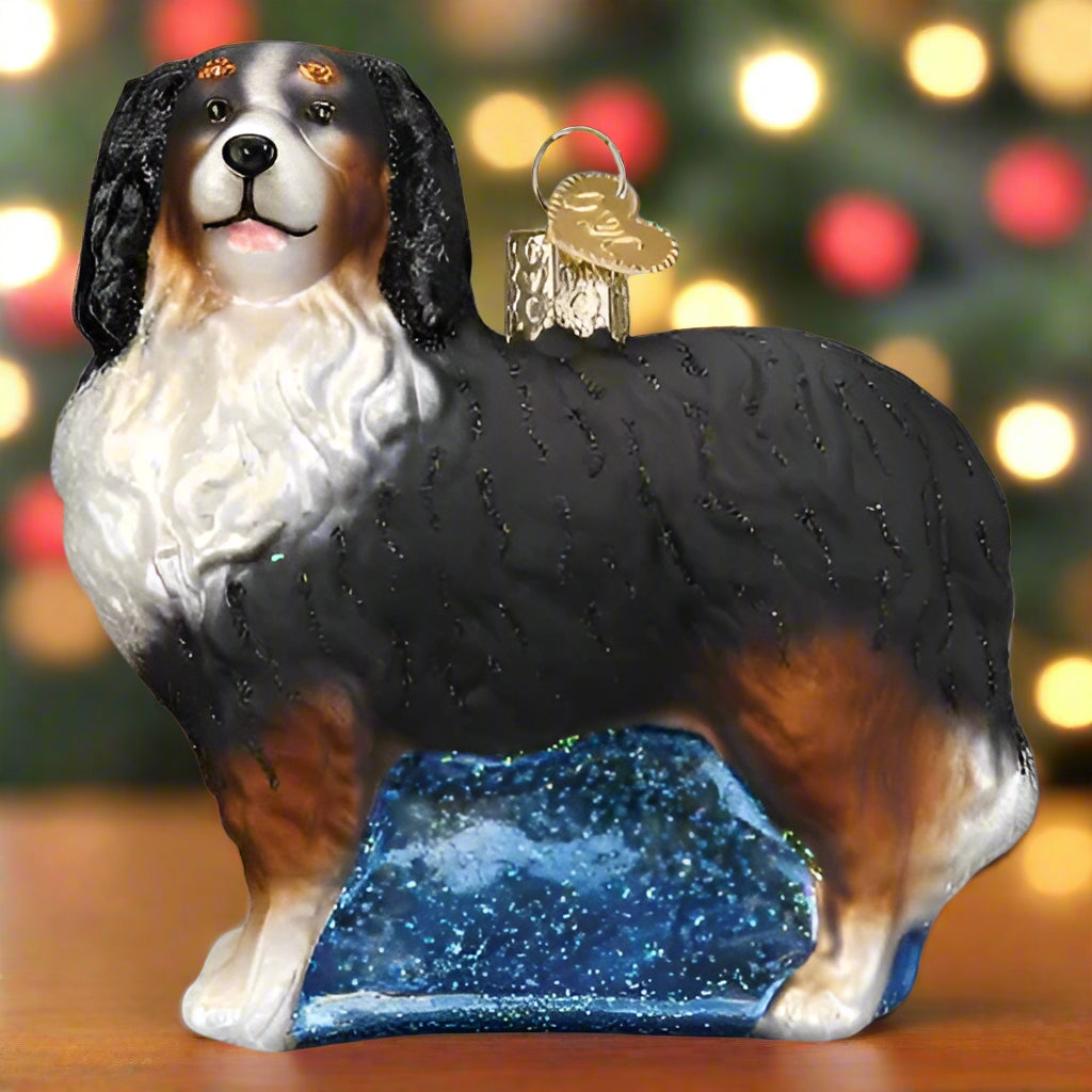 Bernese Mountain Dog Glass Ornament