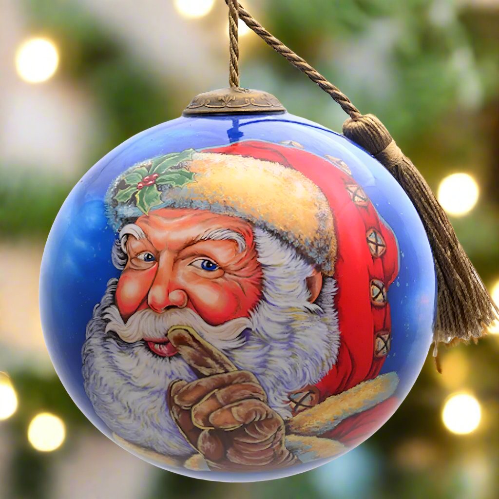 hand painted glass ornaments - BetterBeGoodSantaInnerBeautyOrnament_81215