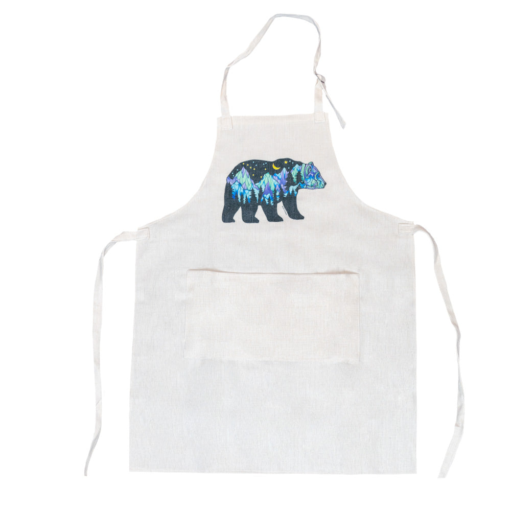 Big Dipper Bear Burlap Apron with Pockets