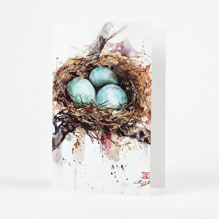 Dean Crouser Bird Nest Watercolor Greeting Card