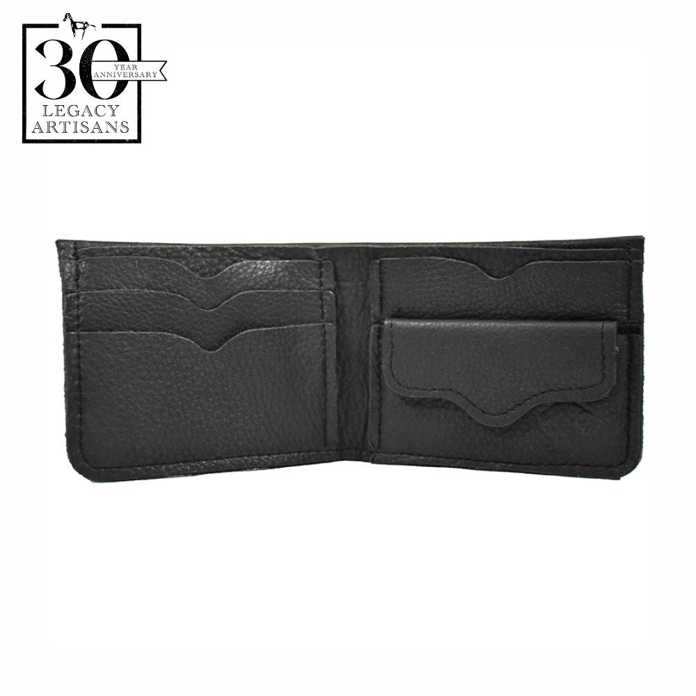 Bi-Fold Bison Leather Wallet With Coin Pocket by The Leather Store (4 colors)
