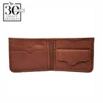 Open Mahogany Bison Hide Leather Wallet