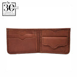 Open Mahogany Bison Hide Leather Wallet
