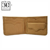 Open Montana Bison Hide Leather Wallet - Saddle Tan