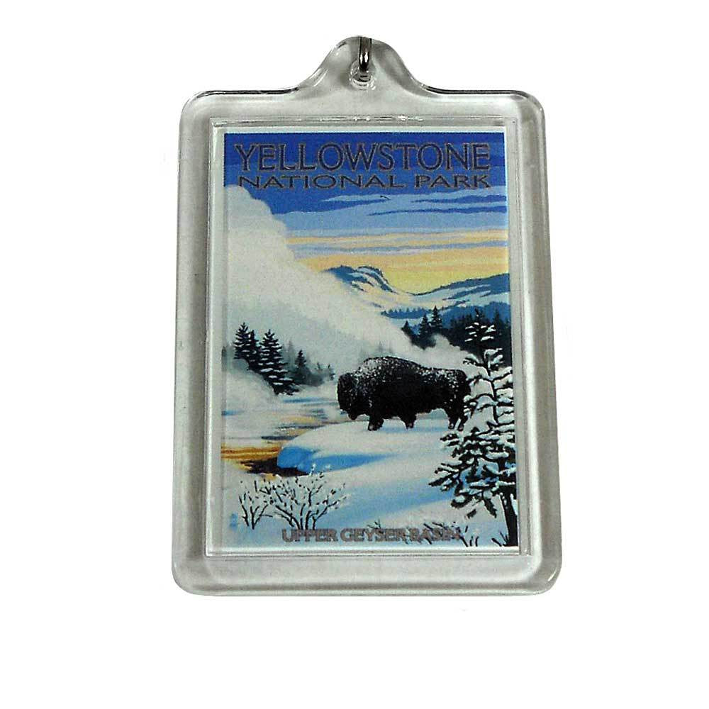 Bison Snow Scene Yellowstone National Park Keychain