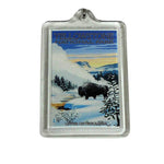 Bison Snow Scene Yellowstone National Park Keychain