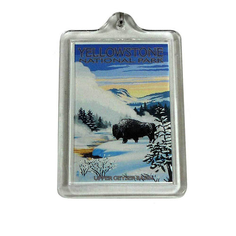 Bison Snow Scene Yellowstone National Park Keychain