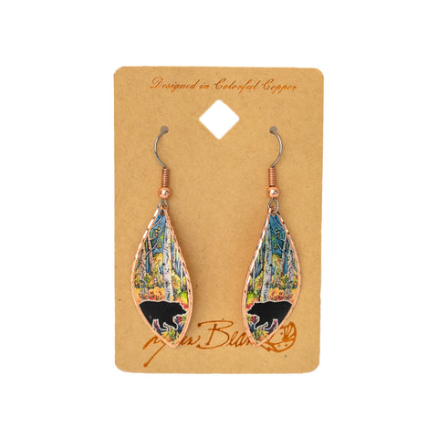 Picture it- a black bear walking in-front of a serene aspen laden valley! Now take that picture and put it on some delicately crafted copper earrings! The Black Bear Silhouette & Aspen Trees Earrings by Lynn Bean make that picture a reality!