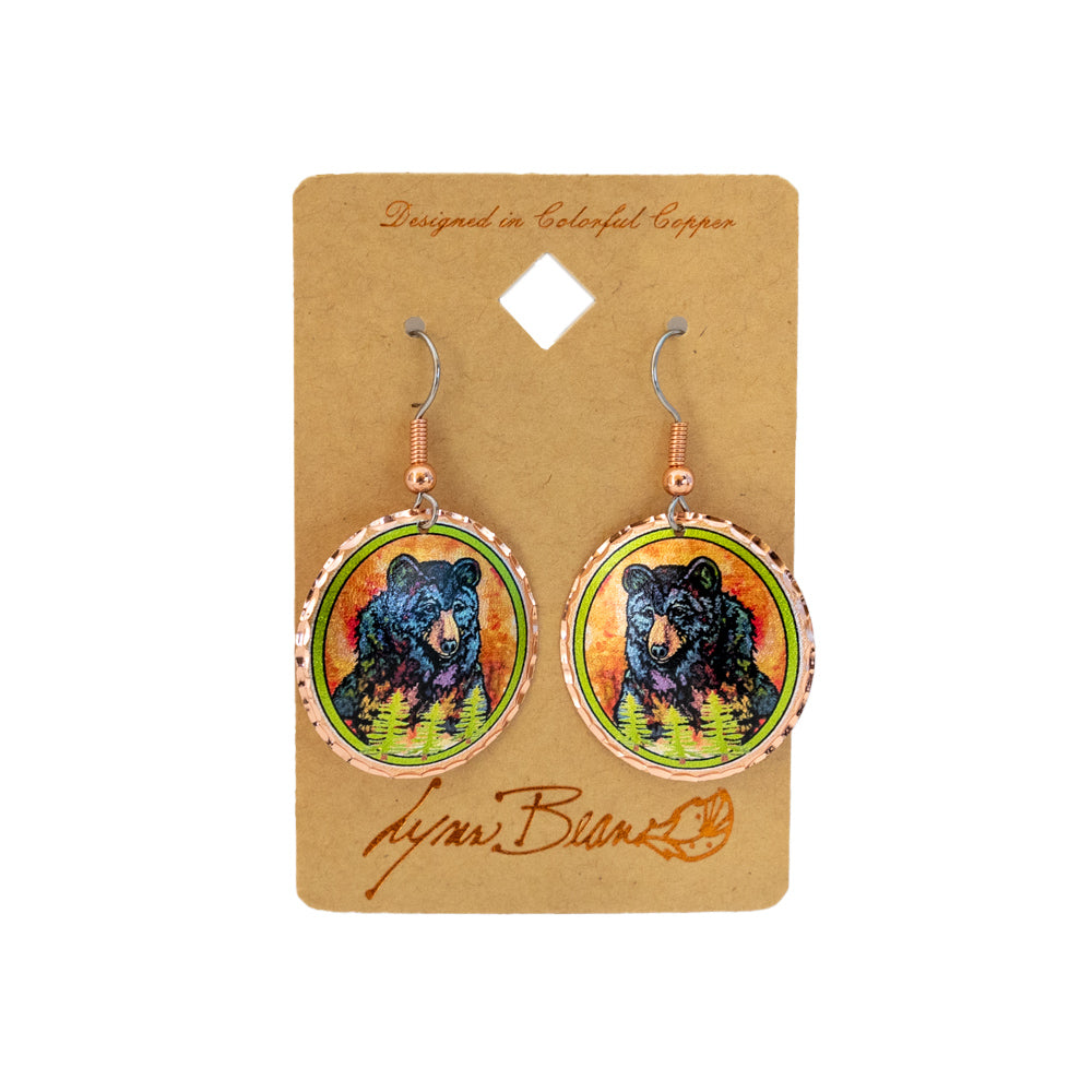 The Black Bear with Trees Round Earrings by Lynn Bean lets you bring some stunning art into your jewelry box!