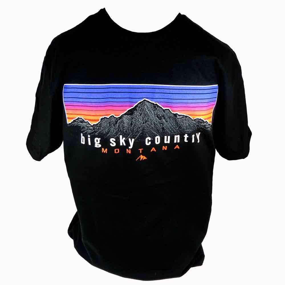 Black Horizontal Stripe Mountain Montana T-Shirt