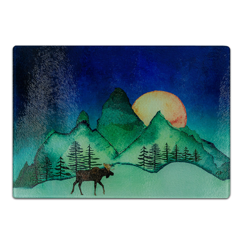 Blue Moon Moose Rectangle Cutting Board by G.P. OriginalsBlue Moon Moose Rectangle Cutting Board by G.P. Originals