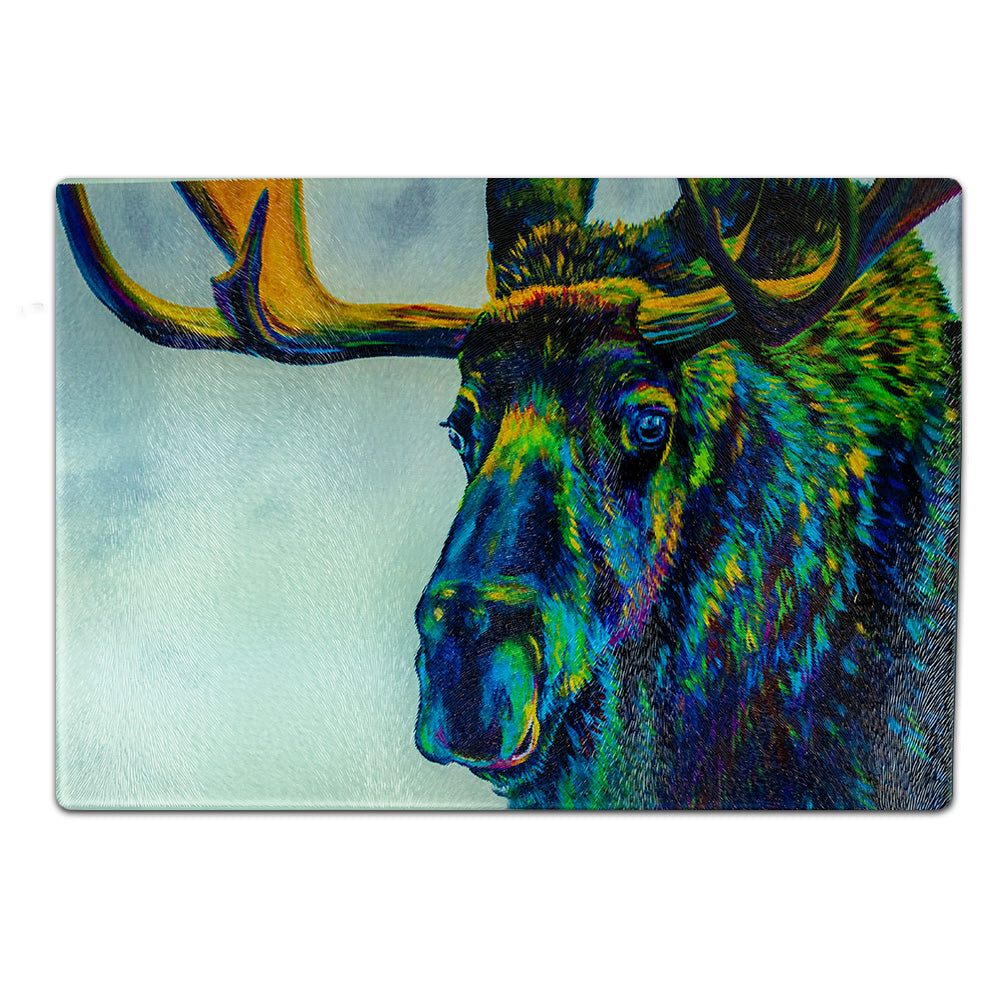 Glass Chopping Board- Blue Moose Rectangle Cutting Board by G.P. Originals