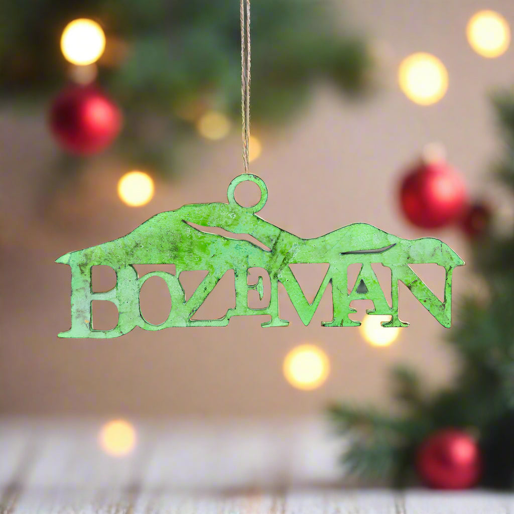 Bozeman Mountains Stainless Steel Ornament - Green
